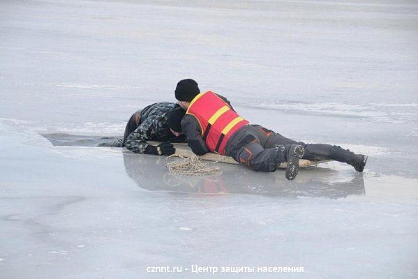 Учения  и тренировки по отработке действий при спасении  человека, провалившегося  под лед